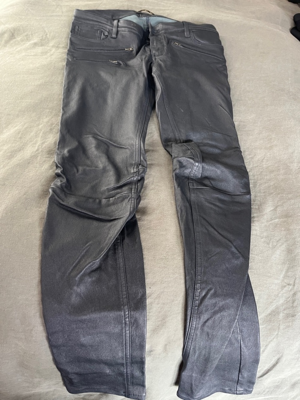 Maje Women’s Black Leather Skinny Stretch Jeans